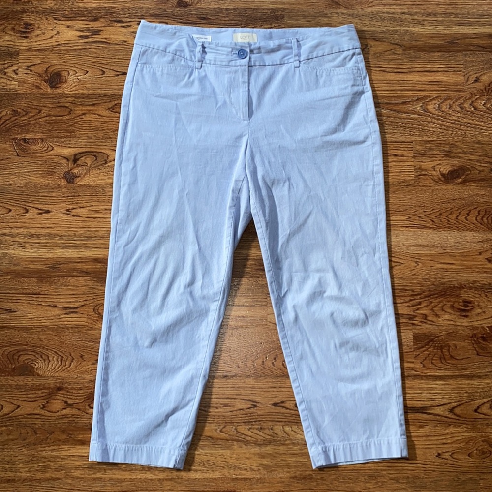 LOFT Original Crop Blue Stripe Pants